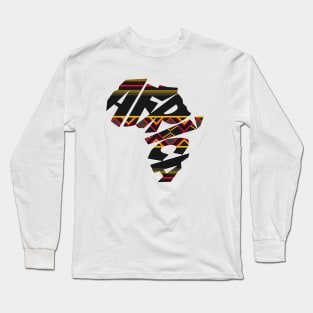 Africa Map with Kente Pattern, African Style Long Sleeve T-Shirt